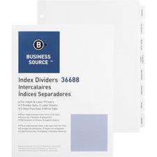 Business BSN 36688 Punched Tabbed Laser Index Dividers - 8 Blank Tab(s