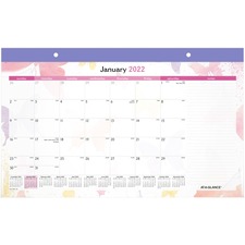 Acco AAG SK91705 At-a-glance Watercolors Monthly Desk Pad - Julian Dat