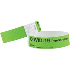 Advantus AVT 76093 Advantus Covid Prescreened Tyvek Wristbands - 34 X 