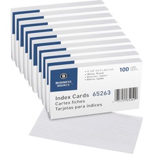 Business BSN 65263BX Ruled White Index Cards - Front Ruling Surface - 