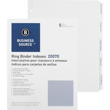 Business BSN 20070 3-ring Plain Tab Indexes - 5 Write-on Tab(s)2 Tab W