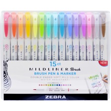 Zebra ZEB 79115 Pen Mildliner Double Ended Brush Pens - Medium Pen Poi