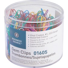 Business BSN 01605 Vinyl-coated Gem Clips - Small - No. 2 - For Paper 