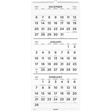 Acco MEA CRME0928 Mead Vertical 3-month Wall Calendar - Monthly - 1 Ye