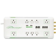 Compucessory CCS 31900 Slim 10-outlet Surge Protector - 10 X Ac Power 