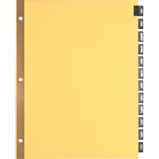 Business BSN 01183 Monthly Black Leather Tab Index Dividers - 12 Print