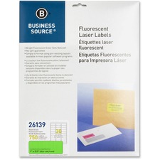 Business BSN 26139 1 Fluorescent Laser Labels - 1 X 2 58 Length - Perm