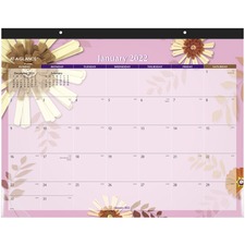 Acco AAG 5035 At-a-glance Paper Flowers Monthly Desk Pad - Julian Date