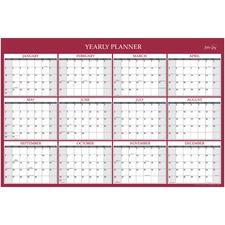 Blue BLS 116054 Classic Red Laminated Erasable Wall Calendar - Large S