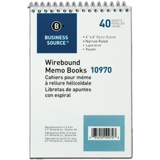 Business BSN 10970 Wirebound Memo Books - 40 Sheet(s) - Wire Bound - 4