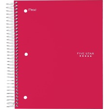 Acco MEA 72041 Five Star Wide Rule 5-subject Notebook - 200 Sheets - W