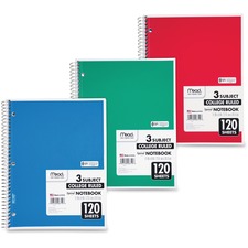 Acco MEA 06710 Mead 3 - Subject Wirebound College Ruled Notebooks - Le