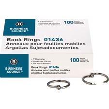 Business BSN 01436 Standard Book Rings - 1 Diameter - Silver - Nickel 