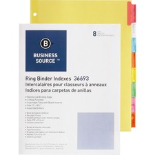 Business BSN 36693 Insertable Tab Ring Binder Indexes - 8 Blank Tab(s)