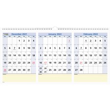 Acco AAG PM1528 At-a-glance Quicknotes 3-month Horizontal Wall Calenda