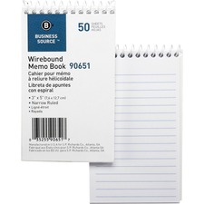 Business BSN 90651 Wirebound Memo Books - 50 Sheet(s) - Wire Bound - 5