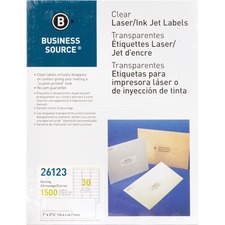 Business BSN 26123 Clear Laser Print Mailing Labels - 1 X 2 34 Length 