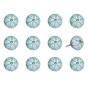 Homeroots.co 321681 1.5 X 1.5 X 1.5 Turquoise, White And Gold - Knobs 