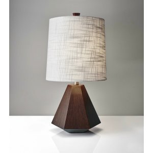 Homeroots.co 372471 Walnut Wood Finish Geometric Base Table Lamp