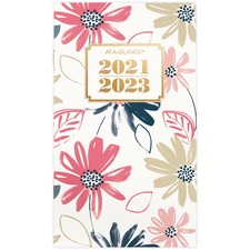 Acco AAG 1535F021A At-a-glance Badge Floral Academic 2-year Planner - 