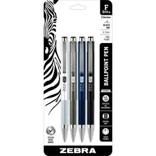 Zebra ZEB 27514 Pen 301a Stainless Steel Retractable Ballpoint Pens - 