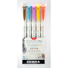 Zebra ZEB 79305 Pen Mildliner Brush Pen  Marker Set - Fine Marker Poin