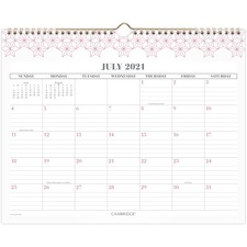 Acco AAG 1557P707A At-a-glance Workstyle Pink Academic Wall Calendar -