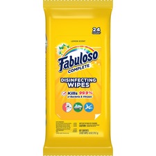 Colgate CPC 07423 Fabuloso Disinfecting Wipes - Wipe - Refreshing Lemo