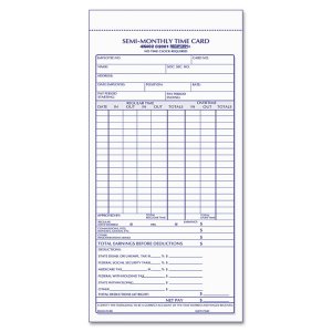 Rediform 4K402 Card,time Semimth 4.25x8