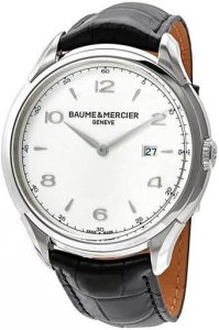 Baume 10419 Baume  Mercier  Clifton Silver Dial Men's Black Leather Qu