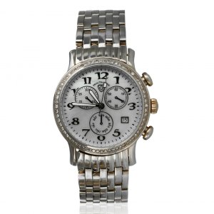 Swiss T105LWBG Men's Yellow Gold Tone White Dial Chronograph Crystal A