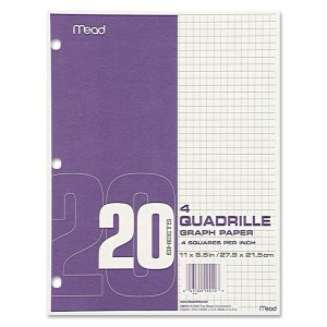 Mead 19010 Paper,quad Rl,graph,wht