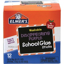 Elmers EPI E514 Elmer's Washable Nontoxic Glue Sticks - 0.21 Oz - 12  