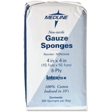 Medline MII NON25408 Medline Nonsterile Woven Gauze Sponges - 8 Ply - 