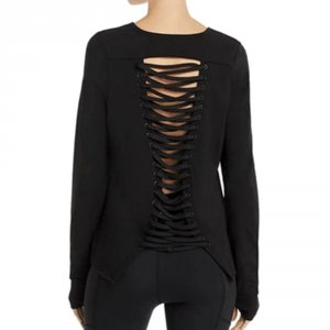 Urban URBAN SAV US156BLKS-S Women's Laced Up Long Sleeve Top In Black