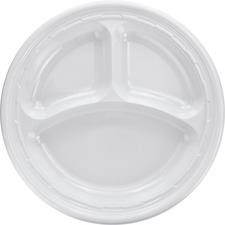 Dart DCC 10CPWF Dart 3-sect Disposable Plastic Dinnerware Plate - - Pl