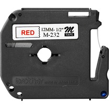 Brother MK232 12mm (0.47) Red On White Non-laminated Tape For P-touch 