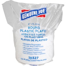 Genuine GJO 10327 Joe Reusable Plastic White Plates - - Plastic - Whit