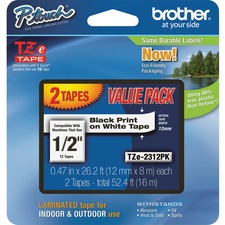 Brother TZE-2312PK 12 Blackwhite Tze Laminated Tape Value Pack - 12 - 