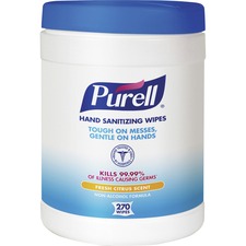 Gojo GOJ 911306 Purellreg; Sanitizing Wipes - White - Lint-free - 270 