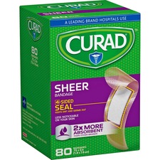 Medline MII CUR02279RB Curad Sheer Bandage Strips - 0.75 X 3 - 80box -