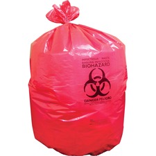 Heritage HER A8046PR Heritage 1.3 Mil Red Biohazard Can Liners - 46 Wi