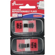 National 7510013892262 Skilcraft Red Sign Here Self-stick Flags - 1 X 