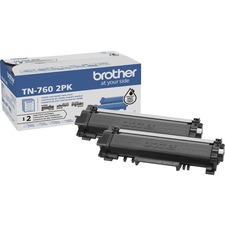 Original Brother TN-760-2PK Tn760 Toner Cartridge - Twin-pack - Black 