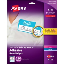 Avery AVE 08722 Averyreg; Self-adhesive Name Tags - Hello My Name Is -