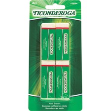 Dixon DIX X38004 Ticonderoga White Erasers - White - Block - Vinyl - 4