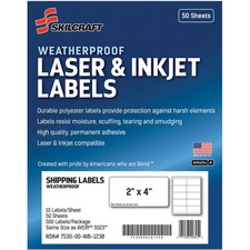 National 7530016736220 Skilcraft Laserinkjet Weatherproof Mailing Labe