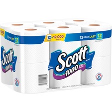 Kimberly KCC 10060 Scott 1000 1-ply 12roll Bath Tissue - 1 Ply - 3.70 