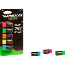 Dixon DIX X38965 Ticonderoga Neon Mini Erasers - Neon Pink, Neon Green