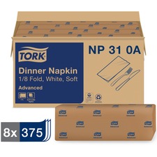 Essity TRK NP310A Tork White Dinner Napkin - Tork White Dinner Napkin,